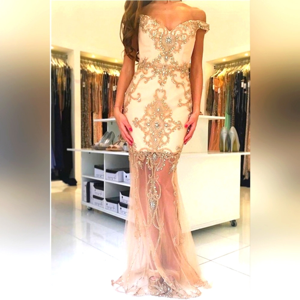 Geranium Couture Gold Gown